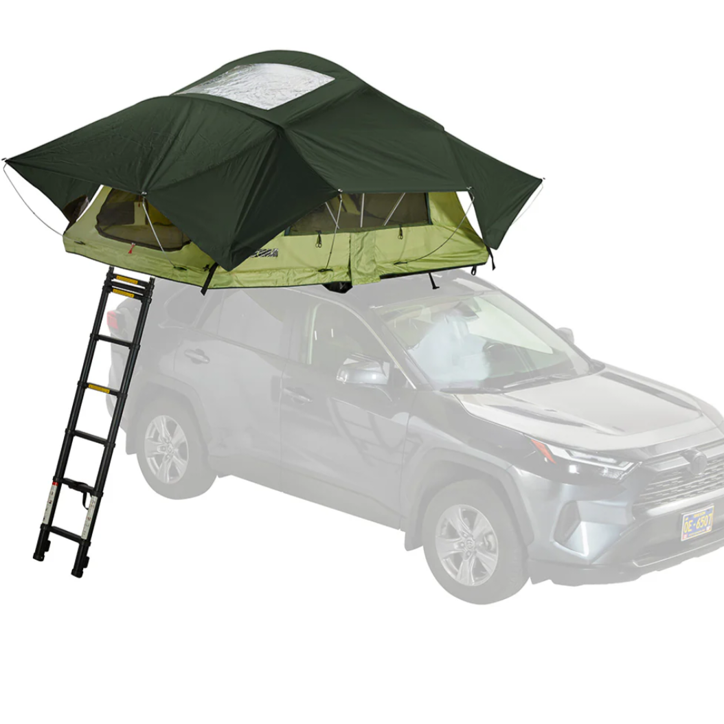 Yakima SkyRise SL σκηνή οροφής soft shell με αδιάβροχο rainfly σε όχημα camping